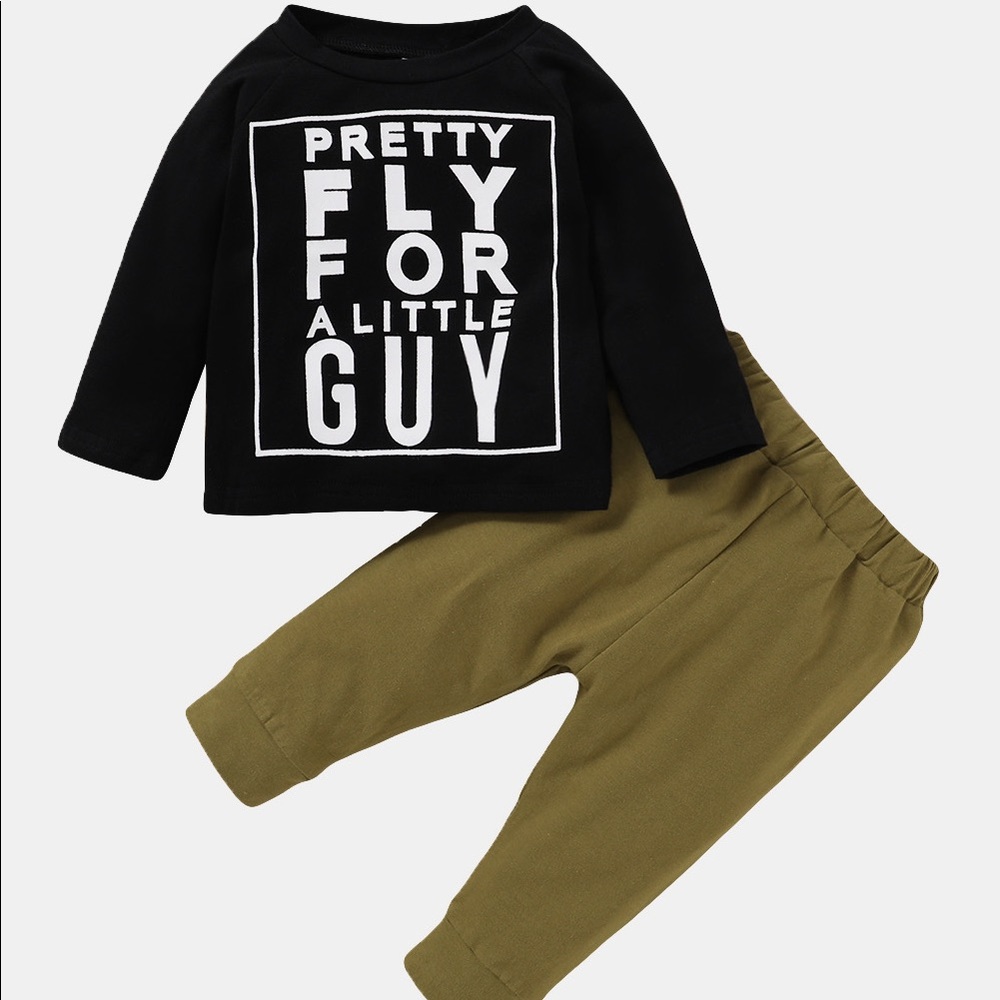 NWOT PRETTY FLY Sweatshirt and Pants Set. Size: 18-24M Color: Black